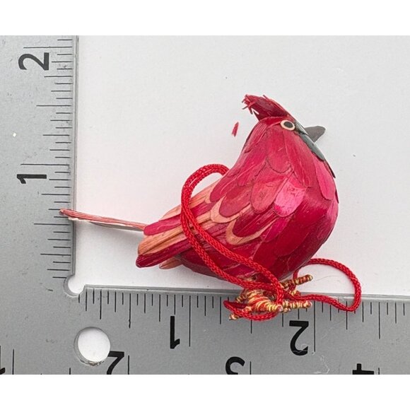 Vintage Wheat Straw Bird Christmas Tree Ornament Red Cardinal Miniature Nature - Picture 2 of 7